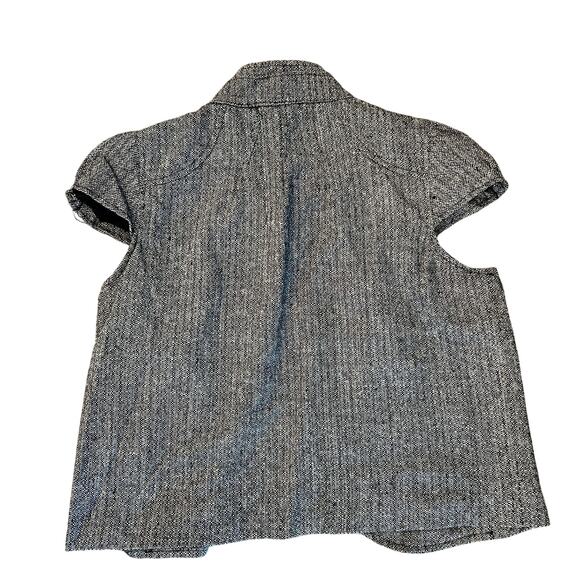 Vintage Y2K Wool Jacket Cap Sleeve size Large Black White Office Siren Corpcore - Picture 6 of 7